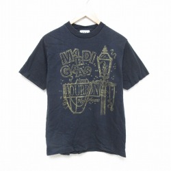 M★古着 半袖 ビンテージ Tシャツ メンズ 00年代 00s マルディグラ コットン クルーネック USA製 黒 ブラック 25jul16 中古