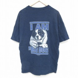 XL★古着 半袖 ビンテージ Tシャツ メンズ 00年代 00s ビッグドッグス コットン クルーネック 紺 ネイビー 25jul16 中古