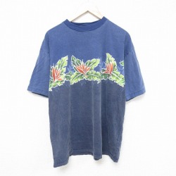 ノーティカ 90s 半袖Tシャツ 花 ネイビー XL | 古着