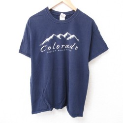 【50%OFF】L★古着 半袖 ビンテージ Tシャツ メンズ 00年代 00s コロラド コットン クルーネック 紺 ネイビー 25jul15 中古
