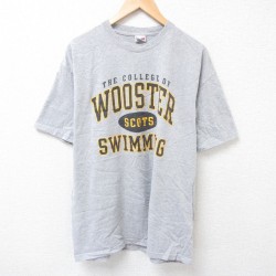 XL★古着 半袖 ビンテージ Tシャツ メンズ 00年代 00s スイミング クルーネック グレー 霜降り 25jul16 中古