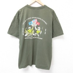 【50%OFF】XL★古着 半袖 ビンテージ Tシャツ メンズ 00年代 00s ミリタリー イラク 大きいサイズ コットン クルーネック 濃緑 グリーン 25jul16 中古