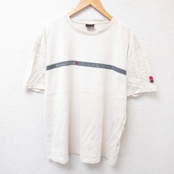 XL★古着 ノーティカ NAUTICA 半袖 ビンテージ Tシャツ メンズ 90年代 90s コンペティション 大きいサイズ コットン クルーネック USA製 ベージュ カーキ 25jul16 中古
