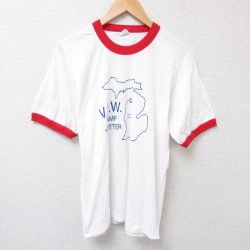 【50%OFF】M★古着 スクリーンスターズ 半袖 ビンテージ ブランド Tシャツ メンズ 80年代 80s キャンプ クルーネック USA製 白 ホワイト リンガー 25jul16 中古