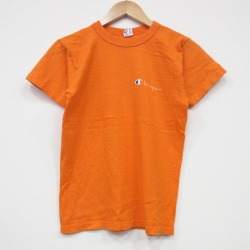S★古着 チャンピオン champion 半袖 ビンテージ Tシャツ メンズ 80年代 80s ワンポイントロゴ コットン クルーネック USA製 オレンジ 25jul19 中古