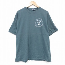 【50%OFF】XL★古着 ヘインズ Hanes 半袖 ビンテージ Tシャツ メンズ 00年代 00s ソフトボール コットン クルーネック 緑 グリーン 25jul23 中古