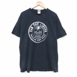 XL★古着 半袖 ビンテージ Tシャツ メンズ 00年代 00s スカル コットン クルーネック 黒 ブラック 25jul23 中古