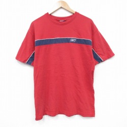 L★古着 リーボック REEBOK 半袖 ビンテージ Tシャツ メンズ 00年代 00s ワンポイントロゴ コットン クルーネック 赤 レッド 25jul23 中古