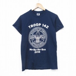 S★古着 半袖 Tシャツ メンズ ボーイスカウト コットン クルーネック 紺 ネイビー 25aug25 中古