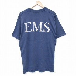 XL★古着 フルーツオブザルーム 半袖 ビンテージ Tシャツ メンズ 90年代 90s EMS クルーネック USA製 紺 ネイビー 25aug25 中古