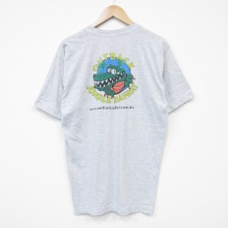 【20%OFF】L★古着 半袖 ビンテージ Tシャツ メンズ 00年代 00s ワニ コットン クルーネック 薄グレー 霜降り 25aug25 中古