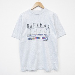 L★古着 半袖 ビンテージ Tシャツ メンズ 90年代 90s バハマ クルーネック 薄グレー 霜降り 25aug25 中古