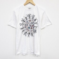 M★古着 半袖 ビンテージ Tシャツ メンズ 90年代 90s 民族 コットン クルーネック USA製 白 ホワイト 25aug07 中古