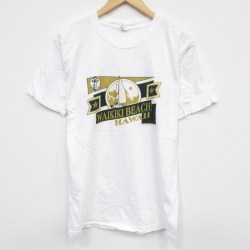 L★古着 半袖 ビンテージ Tシャツ メンズ 90年代 90s ハワイ コットン クルーネック 白 ホワイト 25aug07 中古