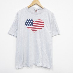 XL★古着 フルーツオブザルーム 半袖 ビンテージ Tシャツ メンズ 00年代 00s ハート 大きいサイズ コットン クルーネック グレー 霜降り 25aug07 中古