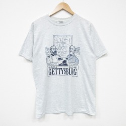 L★古着 半袖 ビンテージ Tシャツ メンズ 90年代 90s ゲティスバーグの戦い クルーネック 薄グレー 霜降り 25aug07 中古
