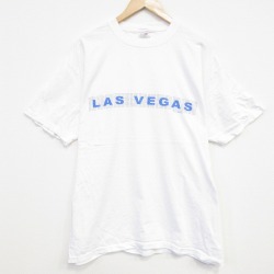 XL★古着 半袖 ビンテージ Tシャツ メンズ 00年代 00s ラスベガス 大きいサイズ コットン クルーネック 白 ホワイト 25aug07 中古