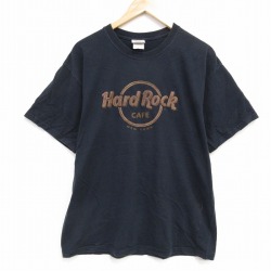 L★古着 半袖 ビンテージ Tシャツ メンズ 00年代 00s ハードロックカフェ コットン クルーネック 黒 ブラック 25aug08 中古