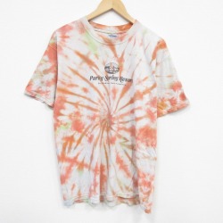 L★古着 半袖 ビンテージ Tシャツ メンズ 00年代 00s リゾート コットン クルーネック オレンジ他 タイダイ 25aug08 中古