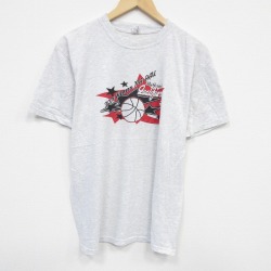 L★古着 半袖 ビンテージ Tシャツ メンズ 00年代 00s バスケットボール コットン クルーネック 薄グレー 霜降り 25aug08 中古