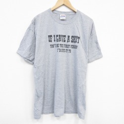XL★古着 ヘインズ Hanes 半袖 ビンテージ Tシャツ メンズ 00年代 00s メッセージ クルーネック グレー 霜降り 25aug08 中古
