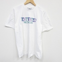 XL★古着 リー Lee 半袖 ビンテージ Tシャツ メンズ 90年代 90s ミシガン 刺繍 大きいサイズ コットン クルーネック USA製 白 ホワイト 25aug08 中古