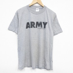 L★古着 半袖 ビンテージ Tシャツ メンズ 00年代 00s ミリタリー アーミー ARMY クルーネック グレー 霜降り 25aug09 中古