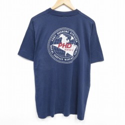 XL★古着 フルーツオブザルーム 半袖 ビンテージ Tシャツ メンズ 90年代 90s PHD 大きいサイズ クルーネック USA製 紺 ネイビー 25aug09 中古