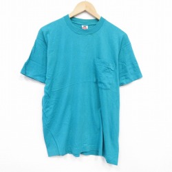 【50%OFF】L★古着 フルーツオブザルーム 半袖 ビンテージ Tシャツ メンズ 90年代 90s 無地 コットン クルーネック USA製 緑 グリーン 25aug09 中古
