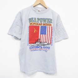 90s 半袖Tシャツ ソ連軍艦 グレー XL | 古着