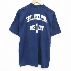 XL★古着 フルーツオブザルーム 半袖 ビンテージ Tシャツ メンズ 90年代 90s フィラデルフィア 大きいサイズ クルーネック USA製 紺 ネイビー 25aug09 中古