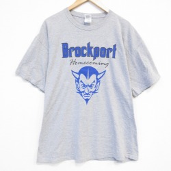 XL★古着 半袖 ビンテージ Tシャツ メンズ 00年代 00s デビル 大きいサイズ クルーネック グレー 霜降り 25aug09 中古