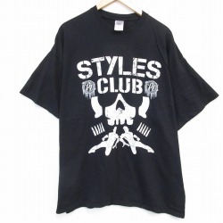 【50%OFF】XL★古着 半袖 ビンテージ Tシャツ メンズ 00年代 00s スタイルズ 大きいサイズ コットン クルーネック 黒 ブラック 25aug09 中古