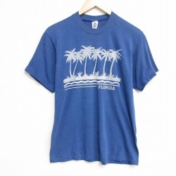 【50%OFF】M★古着 半袖 ビンテージ Tシャツ メンズ 80年代 80s フロリダ クルーネック USA製 薄紺 ネイビー 霜降り 25aug12 中古