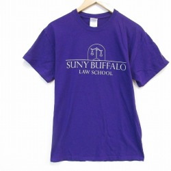 M★古着 半袖 ビンテージ Tシャツ メンズ 00年代 00s スクール コットン クルーネック 紫 パープル 25aug12 中古