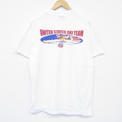 L★古着 ヘインズ Hanes 半袖 ビンテージ Tシャツ メンズ 00年代 00s USスキーチーム コットン クルーネック 白 ホワイト 25aug13 中古