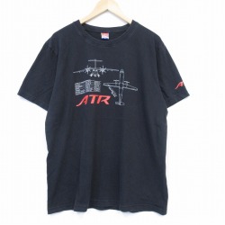 【50%OFF】XL★古着 半袖 ビンテージ Tシャツ メンズ 00年代 00s 飛行機 大きいサイズ コットン クルーネック 黒 ブラック 25aug13 中古
