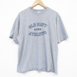 【20%OFF】XL★古着 オールドネイビー 半袖 ビンテージ Tシャツ メンズ 00年代 00s ビッグロゴ クルーネック USA製 グレー 霜降り 25aug13 中古
