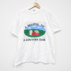【50%OFF】L★古着 半袖 ビンテージ Tシャツ メンズ 00年代 00s カントリークラブ コットン クルーネック 白 ホワイト 25aug13 中古