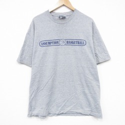XL★古着 半袖 ビンテージ Tシャツ メンズ 00年代 00s バスケとボール クルーネック グレー 霜降り 25aug13 中古