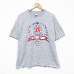 XL★古着 半袖 ビンテージ Tシャツ メンズ 00年代 00s MLB ボストンレッドソックス クルーネック グレー 霜降り メジャーリーグ ベースボール 野球 25aug13 中古
