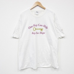 【50%OFF】XL★古着 半袖 ビンテージ Tシャツ メンズ 00年代 00s 鍵 コットン クルーネック 白 ホワイト 25aug13 中古