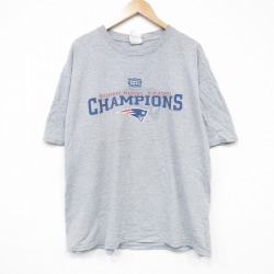 XL★古着 半袖 ビンテージ Tシャツ メンズ 00年代 00s NFL ニューイングランドペイトリオッツ 大きいサイズ クルーネック グレー 霜降り アメフト スーパーボウル 25aug13 中古
