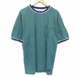 XL★古着 カタリナ 半袖 ビンテージ Tシャツ メンズ 00年代 00s 胸ポケット付き 大きいサイズ コットン クルーネック 緑 グリーン 25aug19 中古