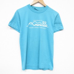 【50%OFF】S★古着 半袖 ビンテージ Tシャツ メンズ 90年代 90s Americada クルーネック 青緑 25aug19 中古