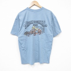 L★古着 ヘインズ Hanes 半袖 ビンテージ Tシャツ メンズ 00年代 00s ロックスプリングス クルーネック 薄紺 ネイビー 25aug23 中古