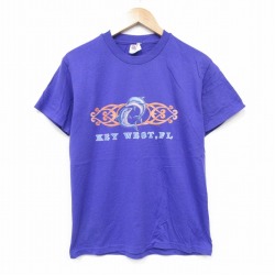 M★古着 ヘインズ Hanes 半袖 ビンテージ Tシャツ メンズ 00年代 00s イルカ クルーネック 紫 パープル 25aug23 中古