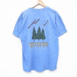 XL★古着 半袖 ビンテージ Tシャツ メンズ 90年代 90s 木 コットン クルーネック USA製 薄紺 ネイビー 25aug23 中古