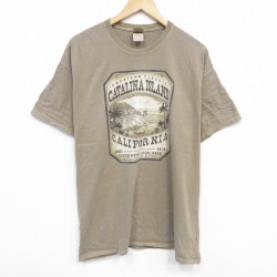 XL★古着 半袖 ビンテージ Tシャツ メンズ 00年代 00s カリフォルニア 大きいサイズ コットン クルーネック 薄茶 ブラウン 25aug28 中古