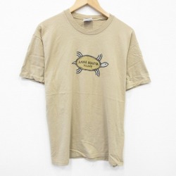 L★古着 ヘインズ Hanes 半袖 ビンテージ Tシャツ メンズ 00年代 00s カメ コットン クルーネック 薄茶 ブラウン 25aug28 中古
